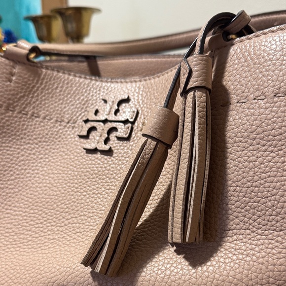 Tory Burch Mcgraw Triple-compartment Tote Devon Sand Nude Pebbled Leather - Picture 7 of 13